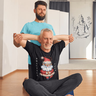 Santa Yoga Pose Helgdag Spirit uppfyller uppmjukni T Shirt