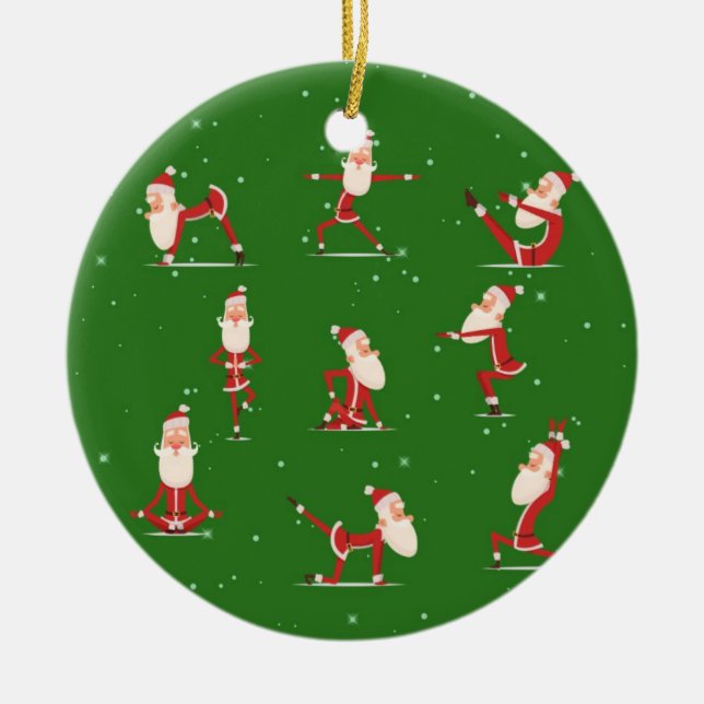 Santa Yoga Poses Julgransprydnad Keramik (Framsidan)