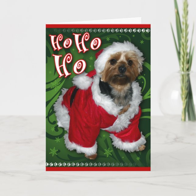 Santa Yorkie hälsningkort Helgkort (Framsida)