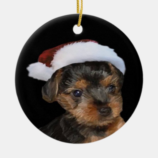 Santa Yorkie Ornament (Framsidan)