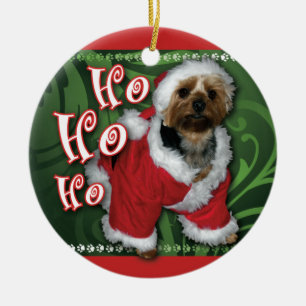 Santa Yorkie prydnad Julgransprydnad Keramik