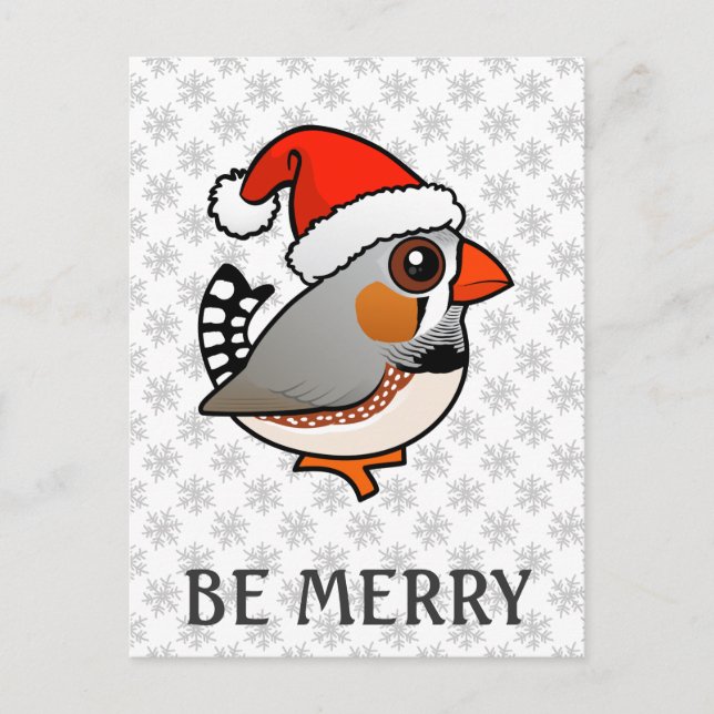 Santa Zebra Finch Helg Vykort (Framsida)