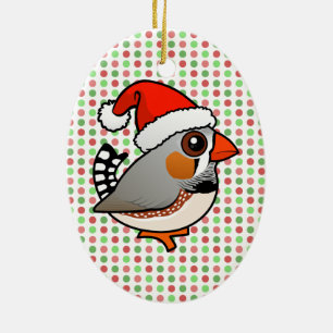 Santa Zebra Finch Julgransprydnad Keramik
