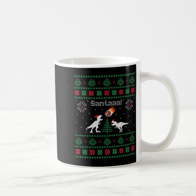 Santaaa Dinosaur Ugly Christmas Sweater  Kaffemugg (Höger)