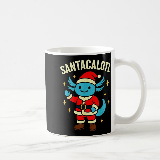 Santacalotl Santa Claus Cute Blue Axolotl New Year Kaffemugg (Höger)
