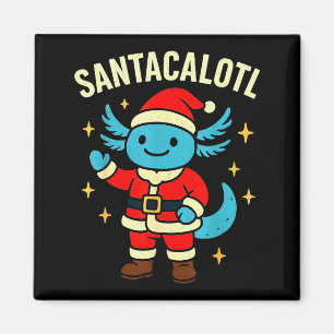 Santacalotl Tomte Söt Blå Axolotl Nyår Magnet