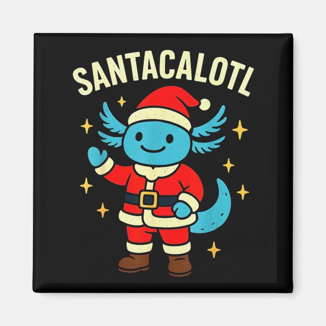 Santacalotl Tomte Söt Blå Axolotl Nyår Magnet (Framsidan)