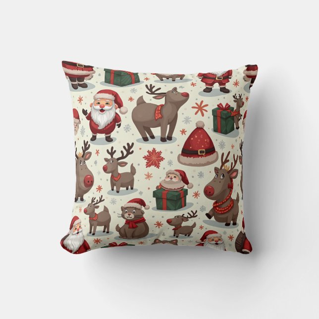 SantaClaus och Rudolph Pillow Cushion Kudde (Framsida)
