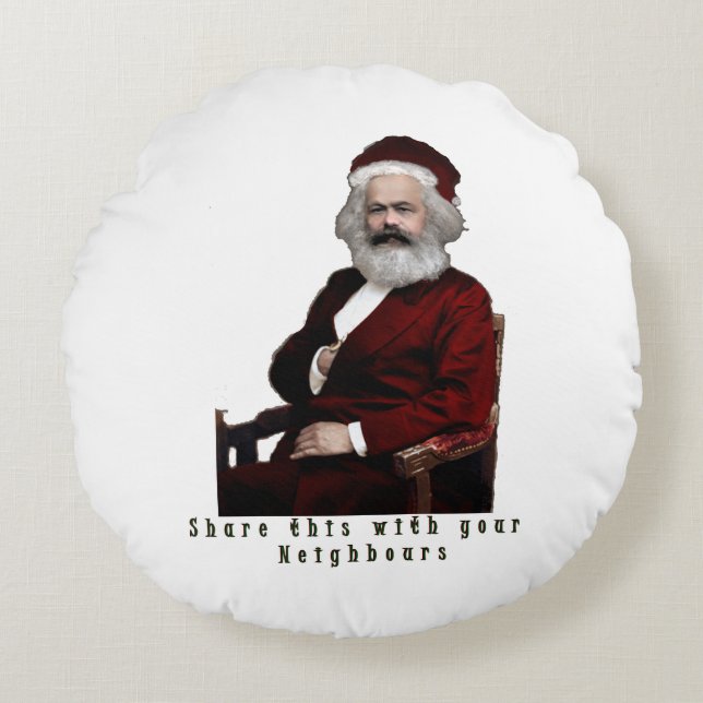 SantaKarl MarXmas Rund Kudde (Framsidan)