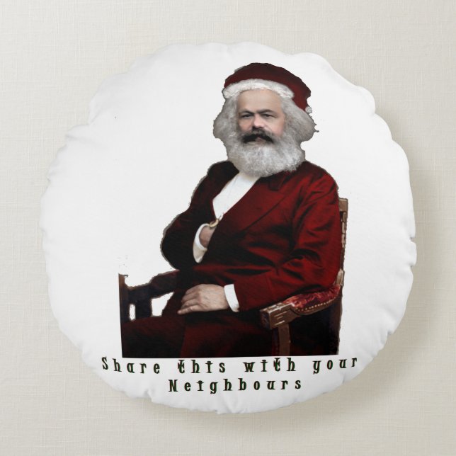SantaKarl MarxMas Rund Kudde (Framsidan)
