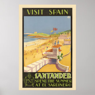 Santander Spanien 1930-talet Vintage Spansk Resa Poster