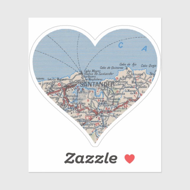 Santander Spanien Karta Klistermärken (Ark)