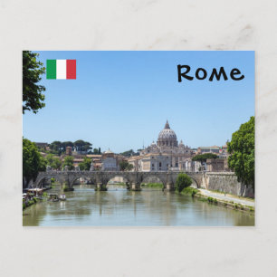 Sant'angelo bridge och St. Peter's Basilica - Rom Vykort
