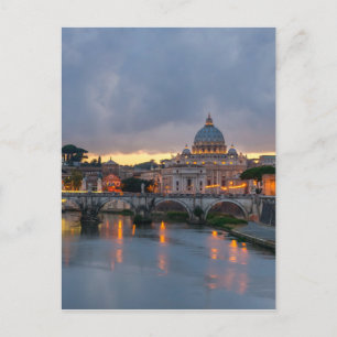 Sant'Angelo bridge Saint Peter Basilica Rom-Italie Vykort