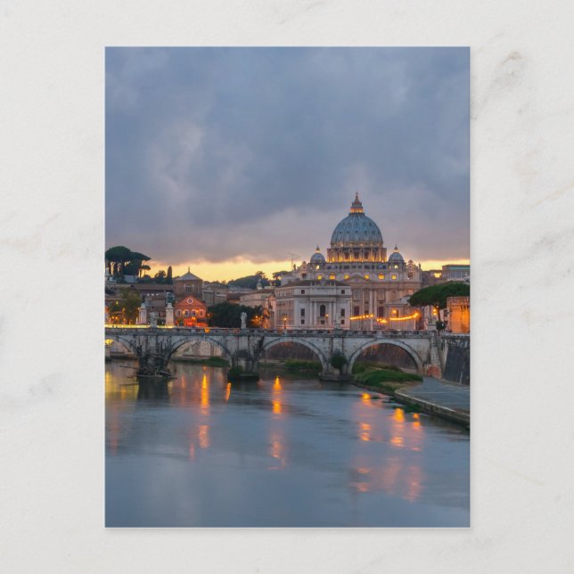 Sant'Angelo bridge Saint Peter Basilica Rom-Italie Vykort (Framsida)
