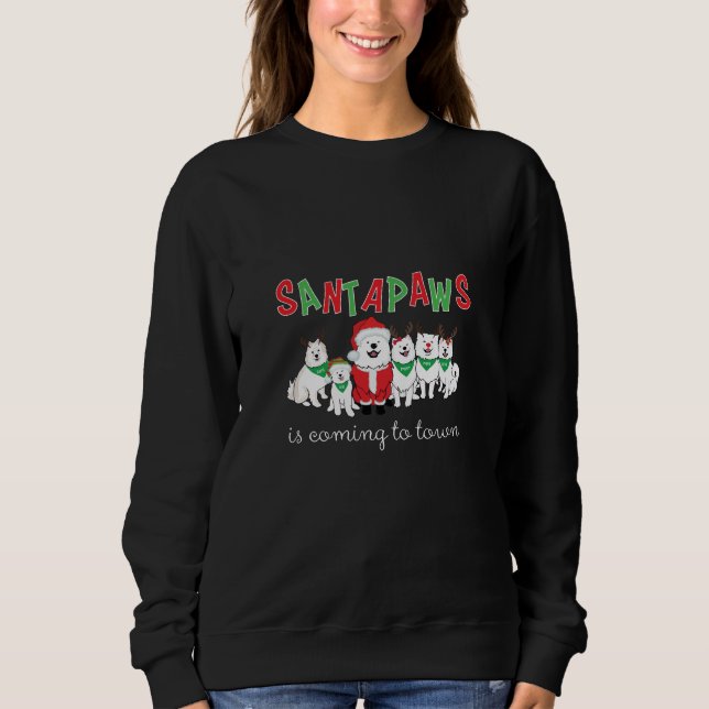 Santapaws is coming to town t shirt (Framsida)