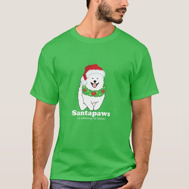 Santapaws kommer till GRÖNTEN T Shirt (Framsida)