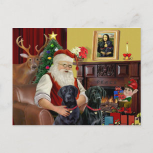 Santa's 2 Labradors (svart) Helg Vykort