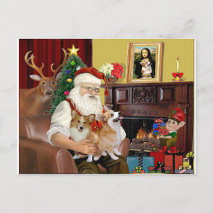 Santa's 2 Welsh Corgis (Pem.) Helg Vykort