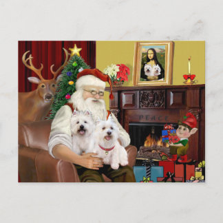Santa's 2 Westies Helg Vykort