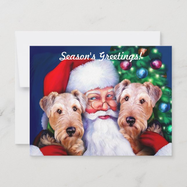 Santa's Airedale Terriers vid jul Inbjudningar (Framsida)
