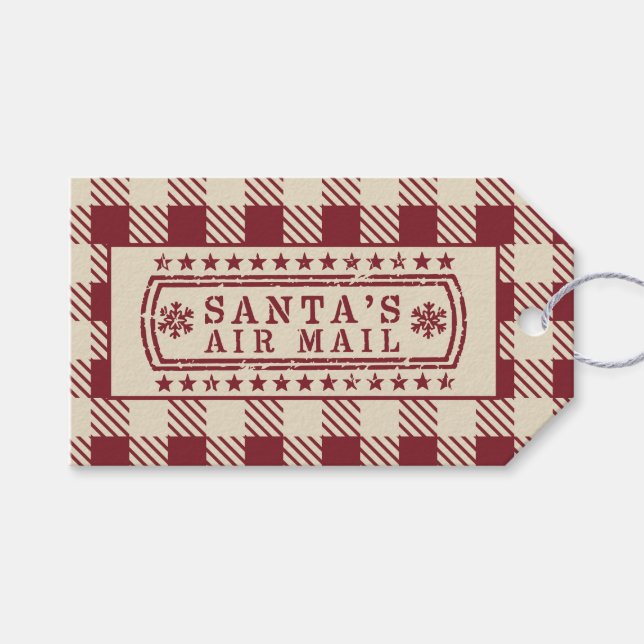 Santa's Airmail Red Classic Postmark Presentetikett (Framsidan (Horisontell))
