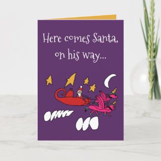 Santa's Alicorn Sleigh Helgkort
