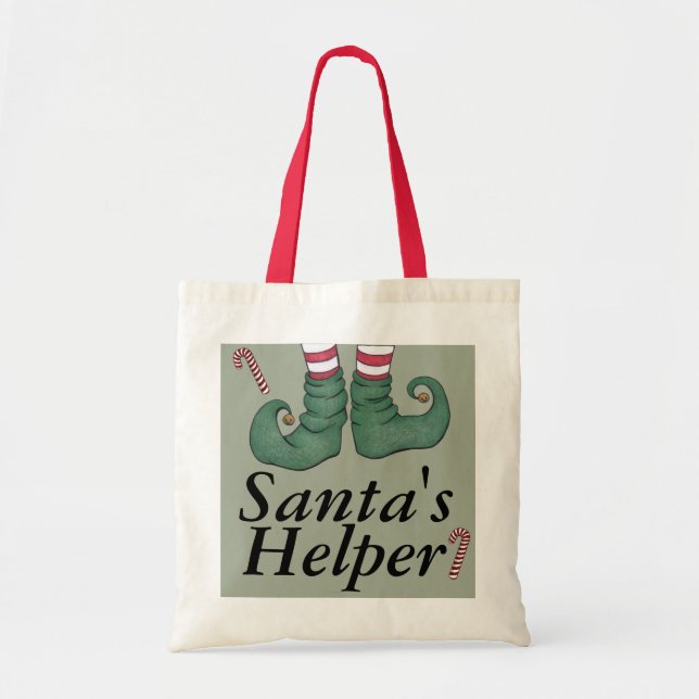 Santas älva för hjälpredahelgdag tygkasse (Framsidan)