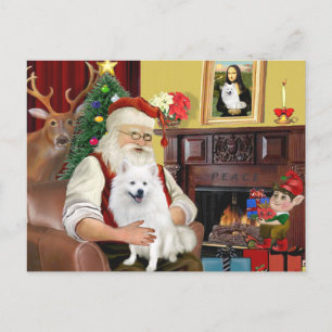 Santa's American Eskimo Hund Helg Vykort