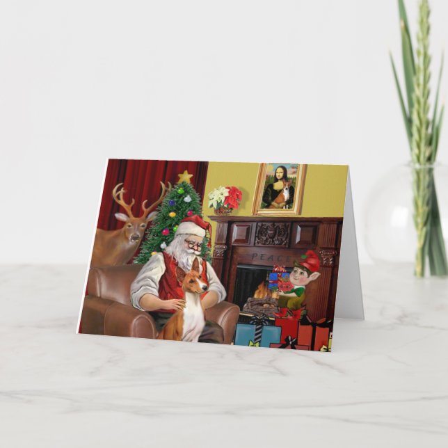 Santa's Basenji Helgkort (Framsida)