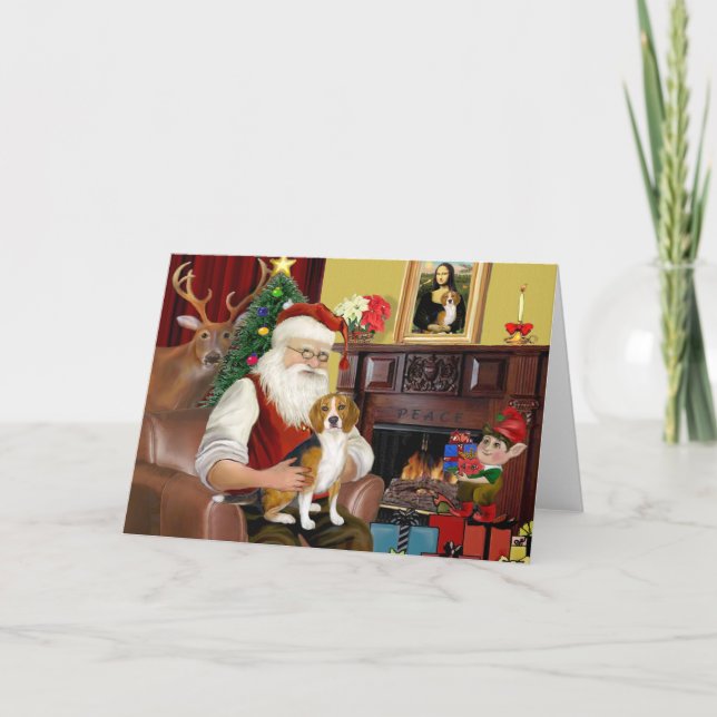 Santa's Beagle (#7) Helgkort (Framsida)
