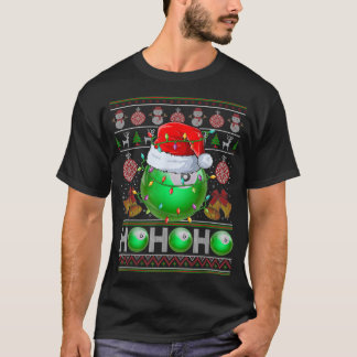 Santas Billiard Boll Julafton Träd Ljus Ugly Chris T Shirt