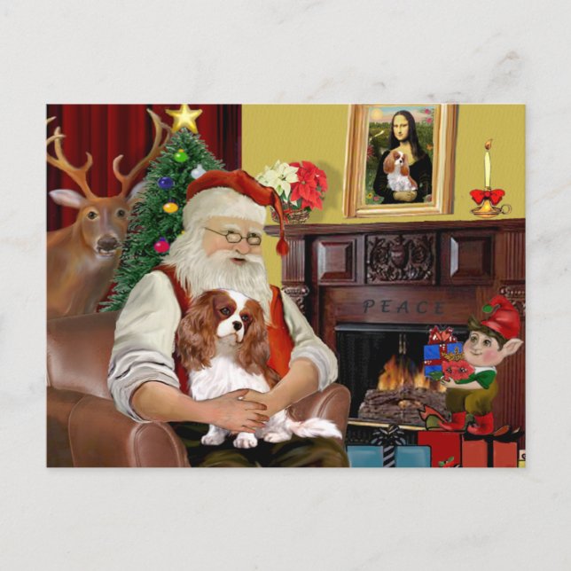 Santa's Blenheim Cavalier Helg Vykort (Framsida)