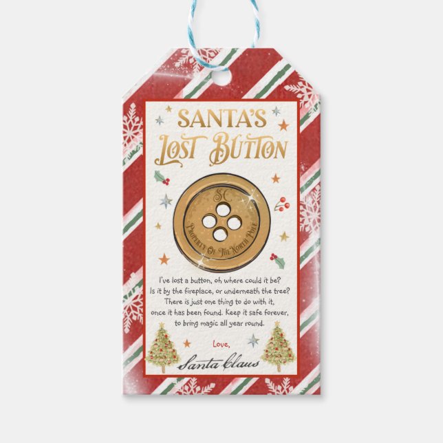 Santa's Borttappad Button jul Kväll Box Filler Presentetikett (Framsidan)