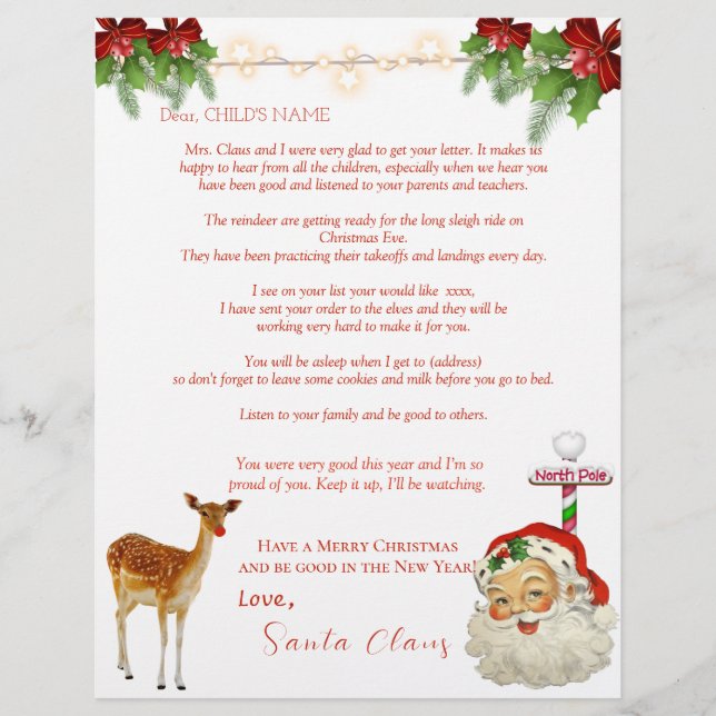 Santa's Brev Reindeer North Pole Red Bows (Framsida)