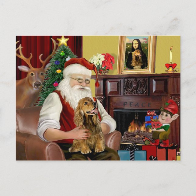 Santa's Brown Cocker Spain Helg Vykort (Framsida)