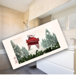 Santa's Carriage monogram julstuga Bath Towel