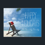 Santa's Chaise Lounge on Beach Helg Vykort<br><div class="desc">Tropical christmas</div>