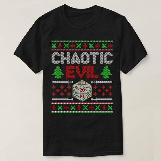 Santas Chaotic Evil List jul D20 Ugly Tablet T Shirt (Design framsida)