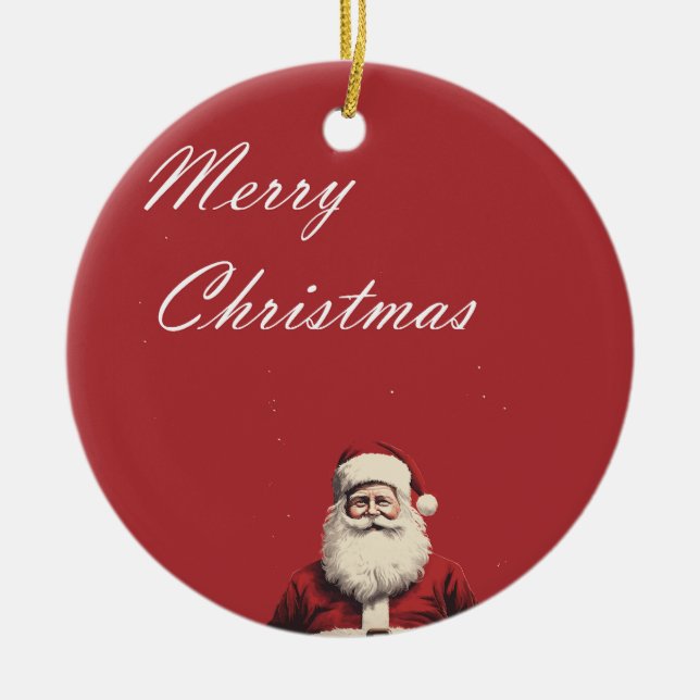 Santa's Cheerful Greetings Julgransprydnad Keramik (Framsidan)