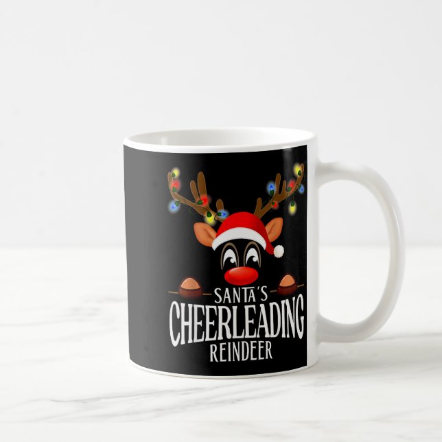 Santa's Cheerleading Reindeer Funny Xmas Matching  Kaffemugg (Höger)