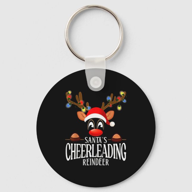 Santa's Cheerleading Reindeer Funny Xmas Matching  Nyckelring (Framsida)