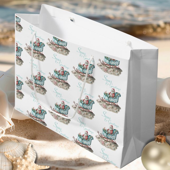 Santa's Chinoiserie Sleigh på stranden (Santa’s Chinoiserie Sleigh on the Beach Large Gift Bag)