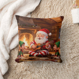 Santa's Christmas Eve Serenade: Cozy Fireplace Kudde