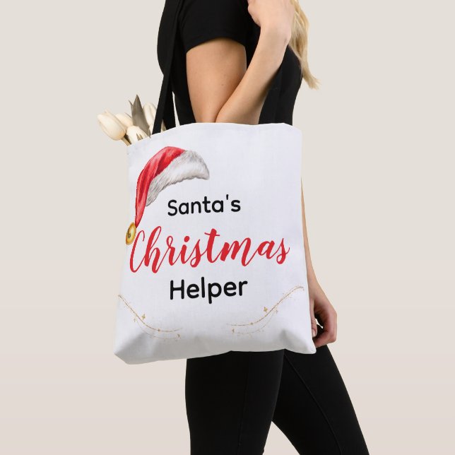Santa's Christmas Helper Customizable Tote Bag Tygkasse (Närbild)