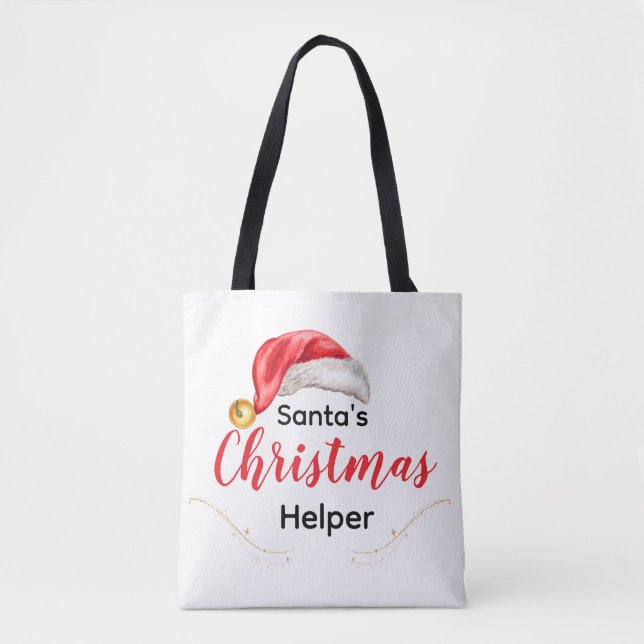 Santa's Christmas Helper Customizable Tote Bag Tygkasse (Framsida)