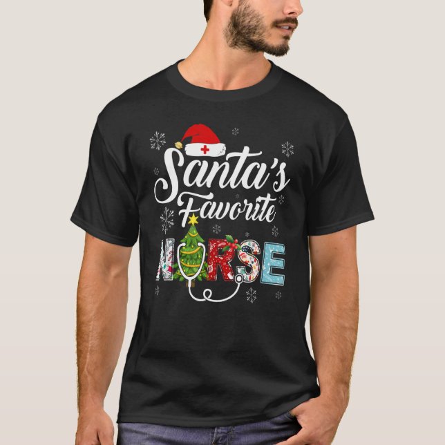 Santa's Claus Favorite Nurse Santa Stethoscope Chr T Shirt (Framsida)