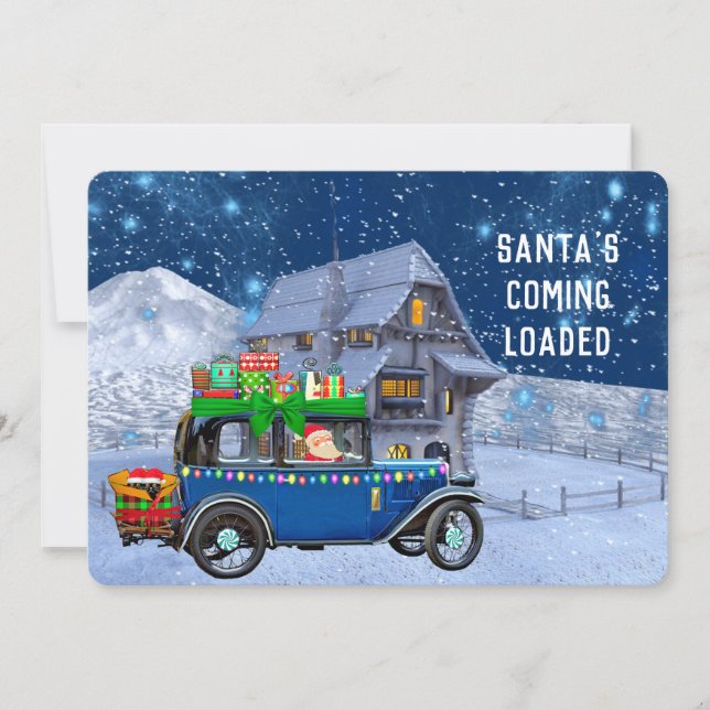 Santa's Coming Loaded Humous Inbjudningar (Framsida)