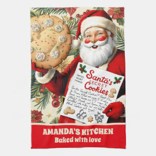 Santa's Cookie Recipe Personlig jul Kökshandduk