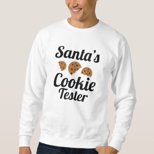 Santa's Cookie Tester Lång Ärmad Tröja (Framsida)